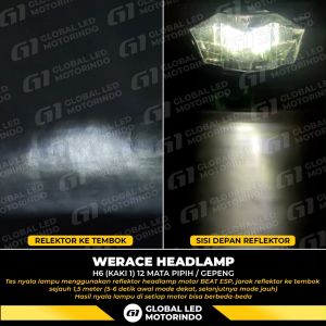 WERACE Lampu Depan Headlamp LED H6 Kaki 1 12 Mata Model Pipih