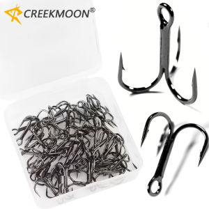 100/50pcs/Box High Carbon Treble Fish Hook Super Sharp Solid Size 5/0#-12# Triple Barbed Steel Fishing Lure Jigging Fishing Hook
