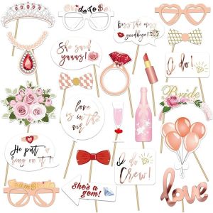23pcs Bride To Be Bride Team Photo Booth Props Just Married Wedding Photobooth Party Decor Accessory Hen Bachelor Party Supplies