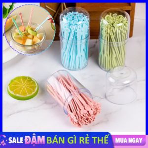 Set 50 Nĩa Nhựa Cao Cấp 2 Răng - Dĩa Ăn Trái Cây Xiên Hoa Quả  Ghim Thức Ăn Nhỏ Gọn Thiết Kế Xinh Xắn