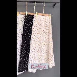 Rok Plisket Motif Bunga Melati Super Premium Bahan Adem Lembut & Stylish untuk Daily & Acara