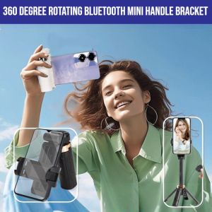 360 Degree Rotating Bluetooth Mini Handle Bracket Selfie Stick Remote Control Detachable Shutter  Sturdy For Landscape Shots