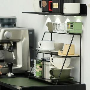 DOPOZONE ชั้นวางเครื่องดื่มกาแฟสำนักงาน จัดระเบียบส่วนบน จัดวางบรรยากาศ จัดเก็บของในมุมบาร์