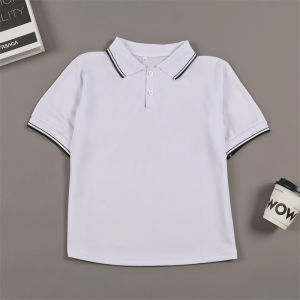เสื้อยืดคอโปโลแขนสั้นหลวมๆ สำหรับนักเรียนชั้นประถมศึกษา ฤดูร้อน 2024 ผ้าโพลีเอสเตอร์ ระบายอากาศได้ดี แห้งเร็ว สำหรับเยาวชน