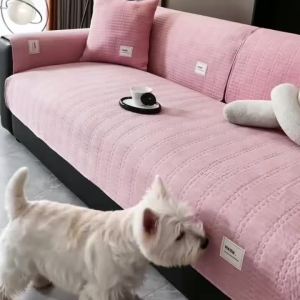 1pc Plain Simple Solid Quilted Non-Slip Sofa Cover Pet Friendly Washable Slipcover Furniture Protector Living Room Home Decor