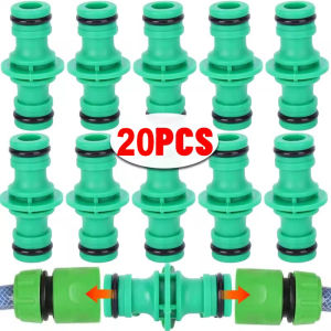 20Pcs Double Plug Water Hose Connectors Extender Garden Tap Pipe Connecting Quick Joint Irrigation Watering Coupling Garden Tools