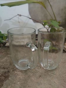 6pcs gelas teh bahan kaca polos/gelas gagang/gelas kaca berkualitas