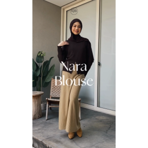 Blouse Nara Zipper Atasan Wanita Rajut Polos Lengan Panjang Knit Top Sleting Bawah KRB