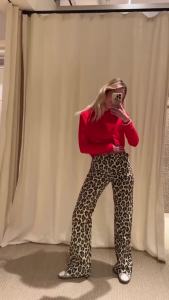 [Dalwa] seluar cetak harimau fesyen untuk wanita kasual longgar suar poket seluar bera wanita 2024 musim bunga baru Streetwear All-match Pant