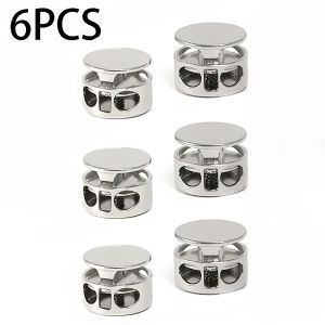 6pcs Metal Adjustment Buckle | Cylindrical Double-Hole Spring Buckle Anti-Slip Cord Clip Suitable for Sports Shoes Backpacks