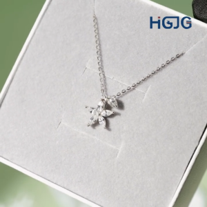Dây Chuyền Bạc 925 HGJG Thiết Kế Hình Hoa Đính Đá Dễ Thương Phong Cách Đơn Giản Tinh Tế Thanh Lịch