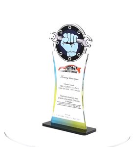 Plakat Akrilik 5mm UV Print Special Dengan Logo Piagam Penghargaan Hadiah Gift Tropy Medali