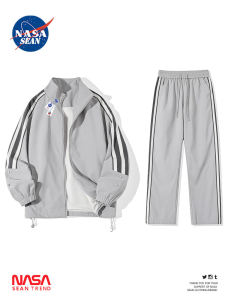 Wassup Panda Mens Sporty Casual Stripe Collar Jacket Coat Polyester Fiber Long Sleeve Long Pants Autumn Season Fashion Trend