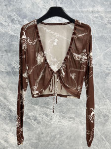 Lightweight Summer Yoga Top Womens Loose Quick Dry Fashion Print Versatile Sun Protection Long Sleeve See through Cover up