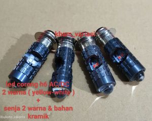 PROMO LAMPU DEPAN H6 LASER 2 WARNA PUTIH KUNING+ SENJA 2 WARNA MERAH BIRU BAHAN KERAMIK