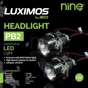 NINE LUXIMOS LAMPU PROJECTOR LENS BILED NINE PB2 25 INS RHD 40W HI LOW BEAM LUXIMOS HEADLAMP PROYEKTOR