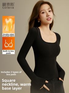 TONERCE | V-Neck Chest Pad T-Shirt Black