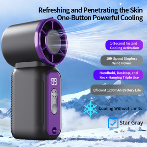 Super Mini Rechargeable Handheld Fan Powerful Wind Ultra-Quiet Fan Digital Display Portable Small Fan