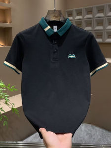 Áo Thun Polo Nam Mùa Hè Mới Cổ Polo Tay Ngắn Thêu Màu Tương Phản Áo Thun Thường Ngày Tay Lửng Áo Sơ Mi Áo Thun