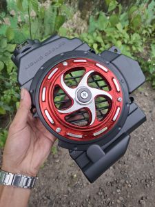 COVER KIPAS RADIATOR VARIO 110 KARBU SET SPINNER SABIT MERAH