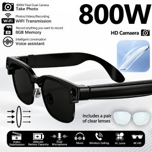 4K HD Fashion Smart Glasses 800W Camera AI Image Recognition Audio Recording Bluetooth Calls Language Assistant Smartglasses