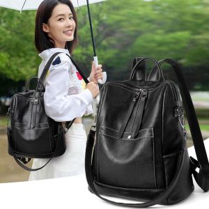 กระเป๋าเป้สะพายหลังหนังวัวแท้ ความจุขนาดใหญ่ กระเป๋าเดินทางสำหรับผู้หญิง กระเป๋าสะพายไหล่สองข้างสไตล์ใหม่ปี 2025 กระเป๋าสะพายหนังนิ่ม