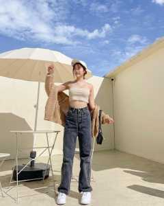 HIGHWAIST JEANS LOOSE HITAM WANITA