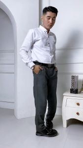 Celana Formal Kerja Pria Slimfit Woll Hitam Abu Navy 27-38