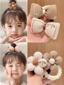 Băng Đô Thắt Nút Bướm Cho Bé Gái Màu Cà Phê Sữa Cao Su Đàn Hồi Không Gây Hại Cho Tóc Phụ Kiện Tóc Búi Cao Cho Bé Gái