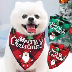 YESPERY Merry Christmas Dogs Bib Pet Neckerchief Classical Plaid Dog Scarf Cats Dog Xmas Scarf Accessories Gifts
