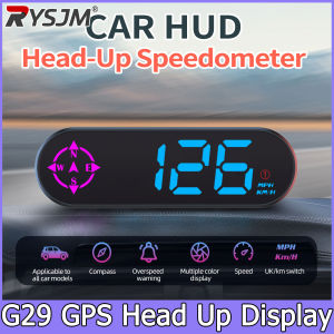 RYSJM | G29 Car Head up Display GPS HUD Digital Speedometer LED Compass Function Overspeed Alarm for Car Truck SUV RV Accessories