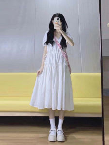 SENWA | French V-Neck Summer Designer Dress Slender Waist Long