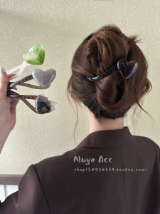 Retro Fresh Heart Shaped Hair Claw Clip Womens Fashion Accessory One Word High End Hairpin Stylish Hair Decorations