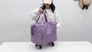 【New】Túi du lịch túi xách tay dung tích lớn bánh xe đa hướng chống thấm nước và có thể mở rộng