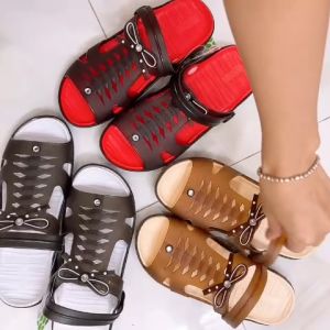 Giày nhựa dẻo bít mũi nữ đi mưa đính nơ đan chéo siêu nhẹ siêu bền không thấm nước H3170