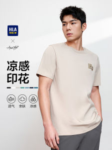 Cool Feeling HLA Mens Short Sleeve T-Shirt round Neck Base Layer Lightweight Business Fashion Series Spring Summer New