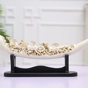 30x6x14 ซม. งาช้างลายมังกร เครื่องประดับห้องนั่งเล่นบ้าน ของ Bogu ของโต๊ะสำหรับผู้อื่น วัสดุคุณภาพสูง