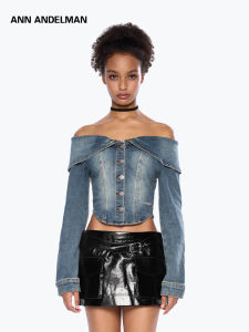 ANN ANDELMAN | Retro Faded One-shoulder Denim Jacket