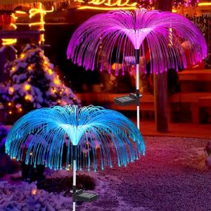 2-piece setSolar Light Outdoor Waterproof Jellyfish Lights 7 Color for Christmas Lawn Garden Decorat