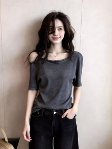 DUOFEIYAN | Off-shoulder Short Sleeve Stylish Loose Tee
