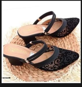 SANDAL WANITA PUMP HEELS INTAN HAK TAHU JALA BRUKAT CHUNKY