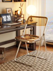 Modern Minimalist Acrylic Folding Chair Portable Transparent Dining Chair Fashionable Ins Stool Makeup Chair Photography Chair