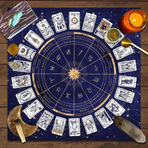 VIKAMA Zodiac Tarot Altar Cloth Astrology Wheel Tablecloth Divination Reading Mat Witchcraft Home Decor