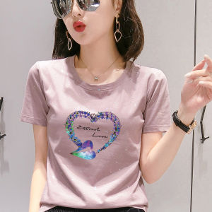 Pure Cotton Short Sleeve T-Shirt Womens Summer Fashion Korean Style Half Sleeve Versatile Casual White Top Creative Cartoon Print