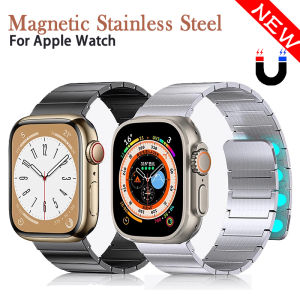 Magnetic Stainless Steel Strap compatible for Apple Watch Band ultra 2 49mm 45mm 41mm metal strap Bracelet Cover compatible iwatch series 9 8 7 SE 6 5 4 3 2 1 44mm 40mm 42mm 38mm Wrist Strap Accessories