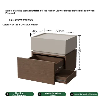 Minimalist Storage Bedside Cabinet with Secret Compartment and Lock