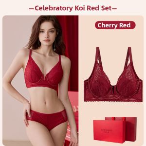 Red Bridal Slimming Lifting Brassiere Set