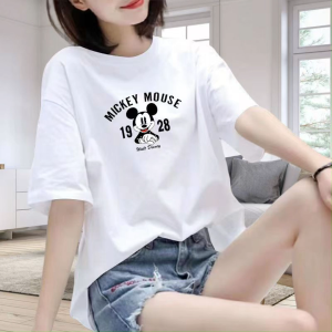 Mickey Mouse Short Sleeve T-shirt Cute Lazy Style Personality All-match Top 1 Piece berlengan pendek