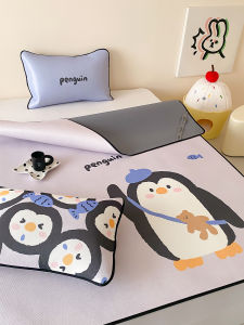 Adorable Large Version Cartoon Print Washable Ice Silk Mat Summer Cool Feeling Vine Cool Mat Bed Canopy Soft Mat Three Piece Set
