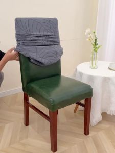 2/4Pcs Leaves Jacquard Dining Chair Covers Stretch Universal Chairs Cover Solid Color Seat Covers for Kitchen Hotel Banquet